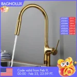 Bagnolux ไทเทเนียมสีดำแปรงดาดฟ้าติดตั้งก๊อกน้ำห้องครัว2ฟังก์ชั่นดึงดึง Out Mixer ก๊อกน้ำร้อนและเย็น 1