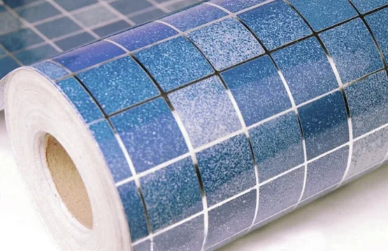 โมเสคสีฟ้าวอลล์เปเปอร์กาวตนเอง Peel และ Stick ห้องน้ําวอลล์เปเปอร์ท็อปครัวฝาครอบกระเบื้องสติกเกอร์เคาน์เตอร์ครัว Decor 1