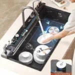 อ่างล้างจานสแตนเลสแบบน้ำตกพร้อมหน้าจอดิจิตอล อ่างล้างจานอเนกประสงค์ขนาดใหญ่แบบช่องเดียว มีหลายแบบให้เลือก 3