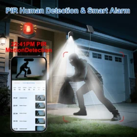 วิดีโอไลฟ์ 3MP กล้องรักษาความปลอดภัยพลังงานแสงอาทิตย์กันน้ำไร้สาย 2.4G WiFi กล้องพลังงานแสงอาทิตย์แบบใช้แบตเตอรี่ HD การป้องกันการเฝ้าระวังภายในบ้าน 4