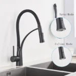 Chrome ดึงลงก๊อกน้ำห้องครัวที่มีสีดำท่อติดตั้งร้อนเย็น Mixer SINK แตะ TAP ครัว 2