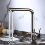 BAKALAกรองก๊อกน้ําห้องครัวน้ําดื่มKitchen Tap Deckติดตั้งDual Handles 3-Wayร้อนเย็นน้ําผสม 3