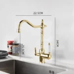 โบราณ Waterfilter TAP ก๊อกน้ําห้องครัว GOLD Mixer ดื่มห้องครัว Purify ก๊อกน้ําอ่างล้างจาน TAP Water TAP Crane สําหรับห้องครัว 4
