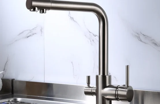 BAKALAกรองก๊อกน้ําห้องครัวน้ําดื่มKitchen Tap Deckติดตั้งDual Handles 3-Wayร้อนเย็นน้ําผสม 1