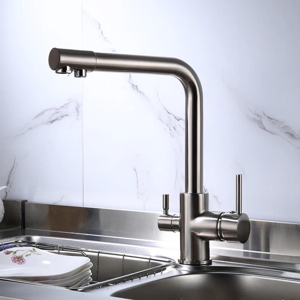 BAKALAกรองก๊อกน้ําห้องครัวน้ําดื่มKitchen Tap Deckติดตั้งDual Handles 3-Wayร้อนเย็นน้ําผสม 1 BAKALAกรองก๊อกน้ําห้องครัวน้ําดื่มKitchen Tap Deckติดตั้งDual Handles 3-Wayร้อนเย็นน้ําผสม 1