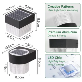 โคมไฟติดผนังพลังงานแสงอาทิตย์โคมไฟกลางแจ้งไฟพลังงานแสงอาทิตย์ LED Street Garden ตกแต่งกันน้ํา Fasad โคมไฟสําหรับลานระเบียงภายนอก 4
