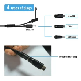 แผงโซลาร์เซลล์ขนาดเล็ก 4W กันน้ำกลางแจ้ง IP66 สายยาว 2 เมตร ชาร์จไฟผ่านพอร์ต USB Type-C 5V DC12V ใช้แบตเตอรี่ 18650 สำหรับชาร์จพลังงานแสงอาทิตย์ 2
