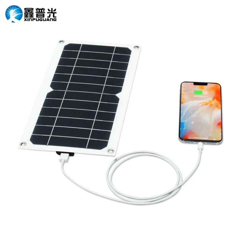 Solar panel 5W แผงโซล่าที่ชาร์จแสงอาทิตย์ยืดหยุ่น5V เอาท์พุท USB 1A ชาร์จพลังงานแสงอาทิตย์สำหรับตั้งแคมป์กลางแจ้งโทรศัพท์มือถืออุปกรณ์ชาร์จ USB 1