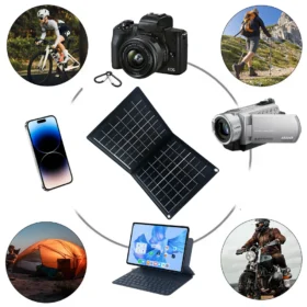 SOECOPO 40W กิจกรรมกลางแจ้งแบบพกพาแผงพลังงานแสงอาทิตย์แบบพับได้ Power Bank USB + Type-C Camping ชาร์จโทรศัพท์ปฏิบัติ 5V 6