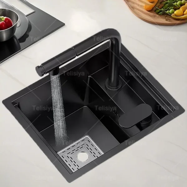 อ่างล้างจานสแตนเลสมัลติฟังก์ชั่นร้อนและเย็นปรับซ่อน MINI SINK Bar Apartment อ่างล้างหน้ามือ 1