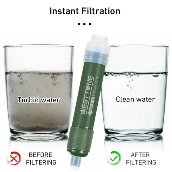 Westtune Outdoor Mini Camping Purification Water Filter Straw TUP ถุงน้ําคาร์บอนไฟเบอร์สําหรับการอยู่รอดหรืออุปกรณ์ฉุกเฉิน 1