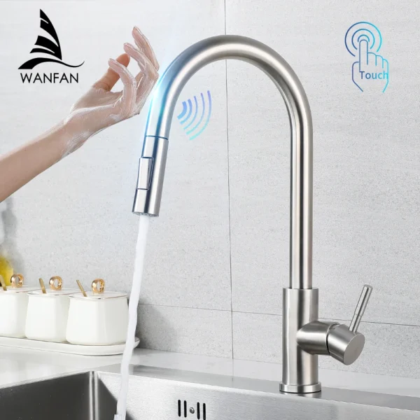 สมาร์ท Touch ก๊อกน้ําห้องครัวเครนสําหรับ Sensor Kitchen Water Tap Sink Mixer หมุน Touch ก๊อกน้ํา Sensor Water Mixer KH-1015 1