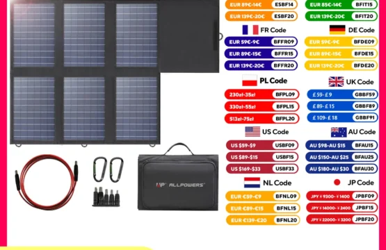 แผงโซลาร์เซลล์พกพา ALLPOWERS รุ่น SP026 ขนาด 60 วัตต์ แบบพับได้ สำหรับชาร์จแบตเตอรี่แล็ปท็อป โทรศัพท์มือถือ ใช้สำหรับตั้งแคมป์ ขี่รถ ใช้กับสถานีไฟฟ้า RV 1