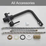 Matte สีดําทองเหลืองน้ําบริสุทธิ์ก๊อกน้ําห้องครัว Dual Handle ร้อนและเย็นน้ําดื่ม 3-Way FILTER KITCHEN Purified Mixer ก๊อก 6