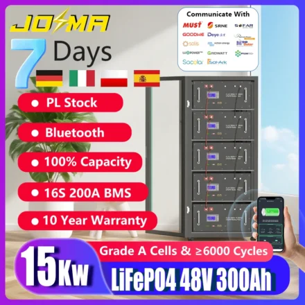 EU สต็อก 48V 300Ah LiFePO4 แบตเตอรี่ Active Equalizer 15Kwh 100Ah 120Ah 200Ah 150Ah 6000 รอบ RS485 สามารถ Home Energy Storage 1