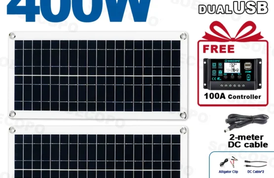 ชุดแผงโซลาร์เซลล์ SOECOPO 400W แบบพับได้ 2 แผง 18V สำหรับตั้งแคมป์ มาพร้อมคอนโทรลเลอร์ 100A ฟรี และพอร์ต USB 5V สำหรับการชาร์จที่ง่ายดาย 1