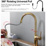 Bagnolux ไทเทเนียมสีดำแปรงดาดฟ้าติดตั้งก๊อกน้ำห้องครัว2ฟังก์ชั่นดึงดึง Out Mixer ก๊อกน้ำร้อนและเย็น 2