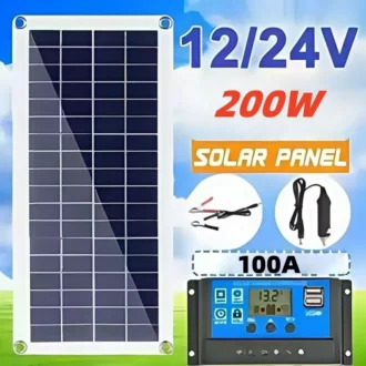แผงโซลาร์เซลล์ 200W แผงโซลาร์เซลล์กันน้ํา 12V แบบพกพา DC dual USB เครื่องชาร์จแบตเตอรี่พลังงานแสงอาทิตย์กลางแจ้งตั้งแคมป์ชาร์จแบตเตอรี่พลังงานแสงอาทิตย์ 1