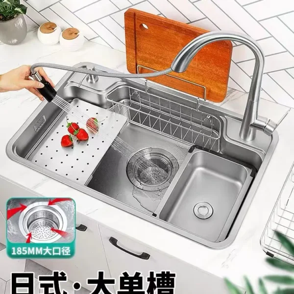 อินเทอร์เน็ตคนดังญี่ปุ่น3D แบนสำหรับขนาดใหญ่ช่องใส่ Nano 304สแตนเลสสตีลครัวอ่างล่างหน้าล้างจานอ่างล้างหน้า 1