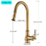 SHBSHAIMY ทองเหลืองโบราณก๊อกน้ําห้องครัวดึง 360 หมุน Spout ก๊อกน้ําเดี่ยวหมุนน้ําร้อนน้ําเย็น KITCHEN Mixer TAP 5