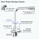 กรองก๊อกน้ำห้องครัว Chrome ดื่ม Pure Water Kitchen Tap Deck Mounted Dual จับ 3 - ways ร้อนเย็นห้องครัว Mixers 2