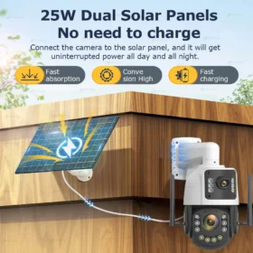 กล้องวงจรปิดรักษาความปลอดภัยพลังงานแสงอาทิตย์ Metal AOV 4K 4G ซิม ซูมออปติคอล 60 เท่า ติดตามบุคคล แบตเตอรี่ 31200 มิลลิแอมป์ บันทึก 24 ชั่วโมง สำหรับบ้านและนอกอาคาร 2