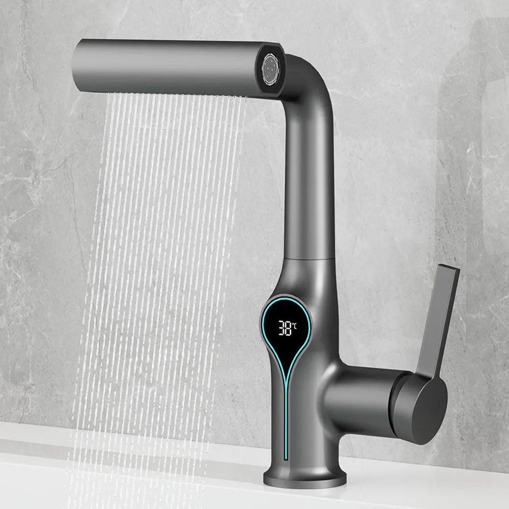 ก๊อกน้ำอเนกประสงค์แบบน้ำตก 4 โหมด พร้อมหัวฉีดแบบดึงออกได้ สำหรับห้องน้ำและห้องครัว พร้อมหน้าจอ LED อัจฉริยะ 1 ก๊อกน้ำอเนกประสงค์แบบน้ำตก 4 โหมด พร้อมหัวฉีดแบบดึงออกได้ สำหรับห้องน้ำและห้องครัว พร้อมหน้าจอ LED อัจฉริยะ 1