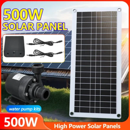 ชุดปั๊มน้ําพลังงานแสงอาทิตย์มืออาชีพ 500W - อัตราการไหลสูง 800L/H พร้อมแผ่นพลังงานแสงอาทิตย์ PET สําหรับการอาบน้ํานก สระว่ายน้ํา และการตกแต่งบ่อ 1