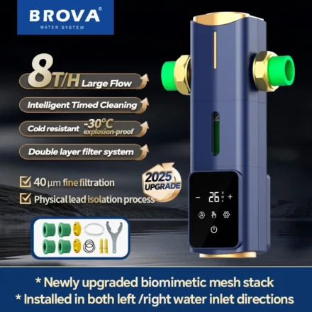 BORVA 8000L/H Smart Home Central Bionic Water Purification Pre-Filter พร้อมการทําความสะอาดตัวเองตามกําหนดเวลาอัตโนมัติและอัตราการไหลสูง 1