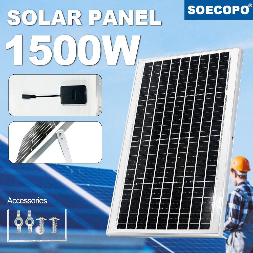แผงโซลาร์เซลล์ SOECOPO 1500W เกรด A+ สำหรับใช้ในบ้าน รถบ้าน เรือ 18V กันน้ำ 10BB เซลล์ ประสิทธิภาพสูง 50W 1 แผงโซลาร์เซลล์ SOECOPO 1500W เกรด A+ สำหรับใช้ในบ้าน รถบ้าน เรือ 18V กันน้ำ 10BB เซลล์ ประสิทธิภาพสูง 50W 1