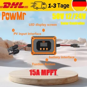 Flowatt 150W แผงพลังงานแสงอาทิตย์อุปกรณ์เสริม 15A MPPT Controller แผงพลังงานแสงอาทิตย์ชุด 12V พลังงานแสงอาทิตย์ Camping RV เรือ 2