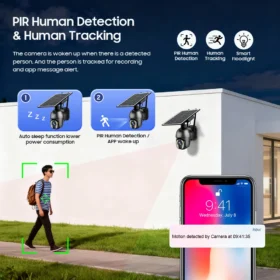กล้องวงจรปิดพลังงานแสงอาทิตย์สำหรับภายนอกบ้าน รองรับซิม 4G ซูมออปติคอล 50 เท่า ความละเอียด 4K พร้อม Wifi ป้องกันความปลอดภัย ตรวจจับความเคลื่อนไหวของมนุษย์ กล้องวงจรปิด IP 6