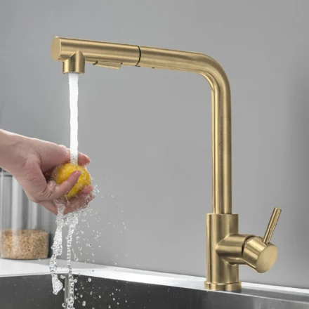สีดําดึงออกก๊อกน้ําอ่างล้างจานดาดฟ้าติดตั้ง Stream Sprayer KITCHEN Mixer TAP ห้องน้ําห้องครัวร้อนเย็น TAP 1