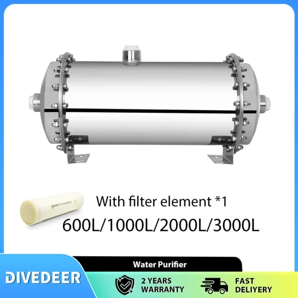 เครื่องกรองน้ำ DIVEDEER Home 304 สแตนเลสสตีล ระบบกรองน้ำแบบ Ultrafiltration PVDF สำหรับครัวเรือนและเชิงพาณิชย์ ระบบกรอง UF สำหรับน้ำดื่ม 1