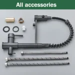 Rozin ปืนสีเทากรองก๊อกน้ำห้องครัวก๊อกน้ำสีดำดึงฤดูใบไม้ผลิ3 Way ก๊อกน้ำทองเหลือง360หมุน Purification น้ำผสมแตะ 5