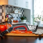 ที่ลับมีดครัวสี่ในหนึ่งเดียวช่วยฟื้นฟูมีดและกรรไกรใบมีดหยัก เซรามิกเหล็กทังสเตนเพชร 6