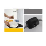 ก๊อกน้ำห้องครัวสีดำแบบยืดหยุ่น หัวฉีดแบบดึงออกได้ 2 โหมด น้ำร้อนน้ำเย็น ก๊อกผสมติดตั้งบนเคาน์เตอร์ หัวฉีดแบบสเปรย์และแบบสายฉีด วัสดุ SUS 304 5