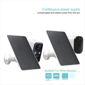 แผงโซลาร์เซลล์ 6V 3W/7W สําหรับกล้องรักษาความปลอดภัยกลางแจ้ง ออกแบบมาสําหรับกล้องพร้อมแบตเตอรี่แบบชาร์จไฟได้ในตัว Micro USB และ USB-C 4