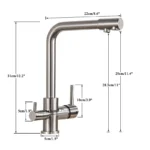 BAKALAกรองก๊อกน้ําห้องครัวน้ําดื่มKitchen Tap Deckติดตั้งDual Handles 3-Wayร้อนเย็นน้ําผสม 5