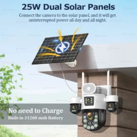 กล้องวงจรปิดพลังงานแสงอาทิตย์ ZAOMIYOS AOV สำหรับภายนอกอาคาร รองรับซิม 4G ติดตามอัตโนมัติ ซูมออปติคอล 60 เท่า หน้าจอ 4 นิ้ว ระบบรักษาความปลอดภัยภายในบ้าน บันทึกตลอด 24 ชั่วโมงทุกวัน 6