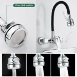 ELLEN Wall Mount ก๊อกน้ําอ่างล้างจานร้อนเย็นอ่างล้างจาน TAP 2 หลุมสีดําก๊อกน้ําหมุน 360 องศา ELK5400 3