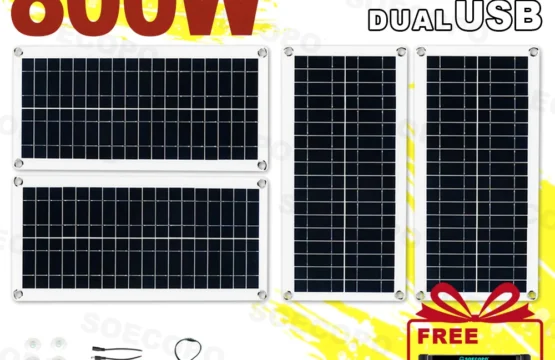 ชุดแผงโซลาร์เซลล์พกพา SOECOPO 800W: แผง 4*200W, แถมฟรีคอนโทรลเลอร์ 100A, USB 5V สำหรับอุปกรณ์ตั้งแคมป์ ชาร์จโทรศัพท์ในรถบ้าน 1