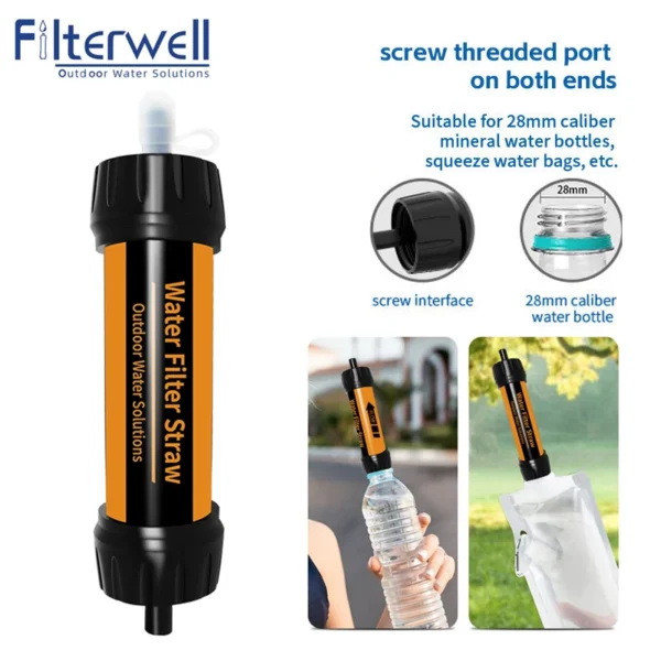 Filterwell Mini Camper หลอดกรองน้ําชุดการอยู่รอดฉุกเฉินระบบกรองน้ําเดินป่าสําหรับการตั้งแคมป์และการท่องเที่ยว 1