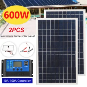 300W 600W แผงพลังงานแสงอาทิตย์ 18V พลังงานแสงอาทิตย์พร้อม 60A Controller Solar Plate Power Bank สําหรับ Home/แคมป์/RV /รถ Fast แบตเตอรี่ Charger 1