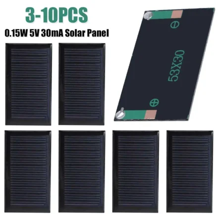 แผงโซลาร์เซลล์ 0.15W 5V โพลีซิลิคอน แผงชาร์จพลังงานแสงอาทิตย์ 30mA แผงโซลาร์เซลล์แบบพกพาประสิทธิภาพสูงสำหรับไฟส่องสว่างในครัวเรือนขนาดเล็ก 1
