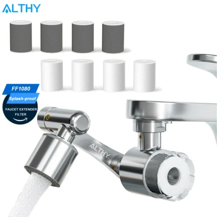 ALTHY Faucet Extender + เครื่องเติมอากาศแบบ Tap + เครื่องกรองน้ํา, Sink Splash-proof 1080 °   หมุน ลดกลิ่นตะกั่วคลอรีน 2 โหมดสเปรย์ 1