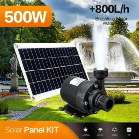 ชุดปั๊มน้ําพลังงานแสงอาทิตย์มืออาชีพ 500W - อัตราการไหลสูง 800L/H พร้อมแผ่นพลังงานแสงอาทิตย์ PET สําหรับการอาบน้ํานก สระว่ายน้ํา และการตกแต่งบ่อ 4