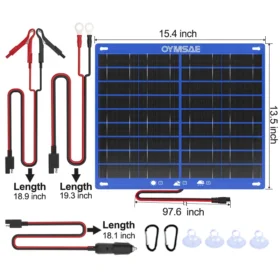 แผงโซลาร์เซลล์ OYMSAE 30W 12V ชาร์จไฟแบบพกพา สำหรับชาร์จและบำรุงรักษาแบตเตอรี่รถยนต์ เรือ และรถยนต์ 2