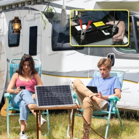 10W 12V แผงพลังงานแสงอาทิตย์กลางแจ้งแบบพกพา USB Power ชาร์จ Polycrystalline Solar Generator Solar Cell สําหรับ Home Lighting Camp 4