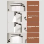 ก๊อกน้ําห้องครัวน้ําตก 4 โหมดสากล 360 ° หมุนสวิงอาร์มสแตนเลสร้อนเย็นหลุมเดียวดาดฟ้าติดอ่างล้างจานแตะ 4